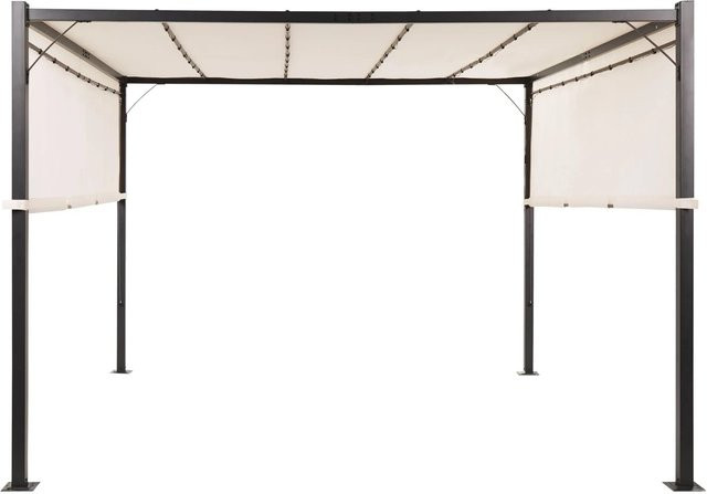 Beliani Garten-Pergola PARGA in Beige und Schwarz mit Solarpanel und LED-Lämpchen, B/T/H: 310 x 310 x 215 cm - Bild 1