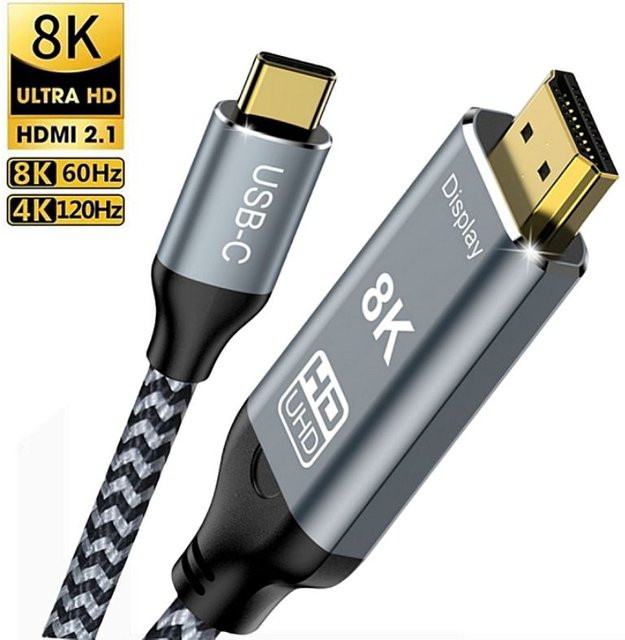 MIZIQIER USB-C auf HDMI Kabel für 8K 60Hz und 4K 120Hz, kompatibel mit Thunderbolt 3 und 4, für iPhone 15, MacBook und Huawei Mate30 - Bild 1