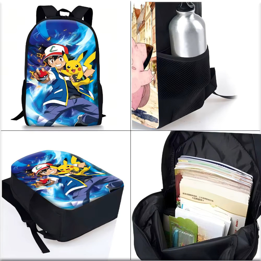 Potdemiel Pokémon Kindertaschen-Set mit Satoshi und Pikachu, 3-teiliges Rucksack-Set mit Lunchbox und Federmäppchen, bunt - Bild 5
