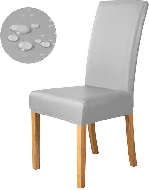 Wasserdichter Stretch-Stuhlbezug aus Kunstleder von Yiran Furniture in Grau für Esszimmerstühle - Bild 1