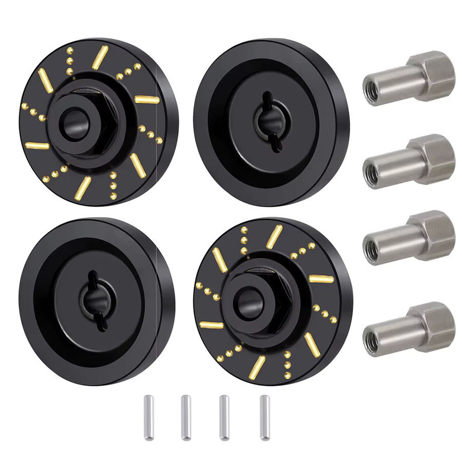 YEAHRUN Messing Achse Gegengewicht Rad Sechskantnabenadapter, 4-teiliges Set, Schwarz, Metall - Bild 4