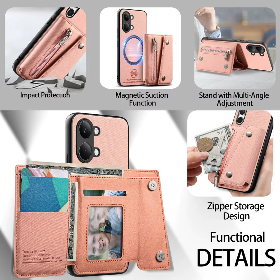 Magnetische Brieftaschen-Handyhülle für Xiaomi POCO M8 X7 X8 Pro Max F7 in Blau mit Kartenhalter, Reißverschlusstasche und Ständerfunktion - Bild 3