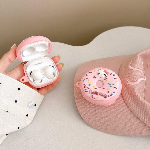 Samsung Galaxy Buds Live FE Pro 2 Silikon Hülle Cartoon Kawaii Donut Kitty in Pink - Bild 1