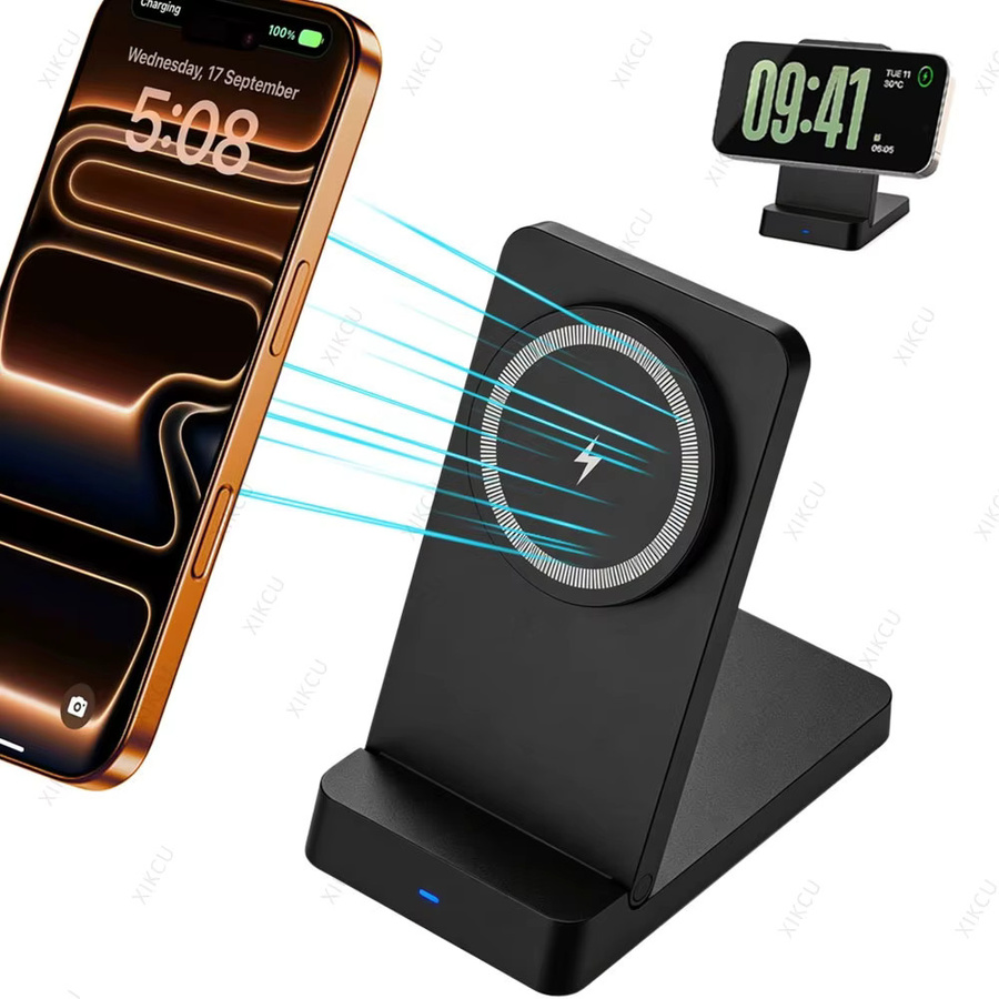VIKEFON Magnetisches kabelloses Ladegerät mit intelligenter Wärmeableitung für MagSafe iPhone und Android, Schwarz - Bild 7