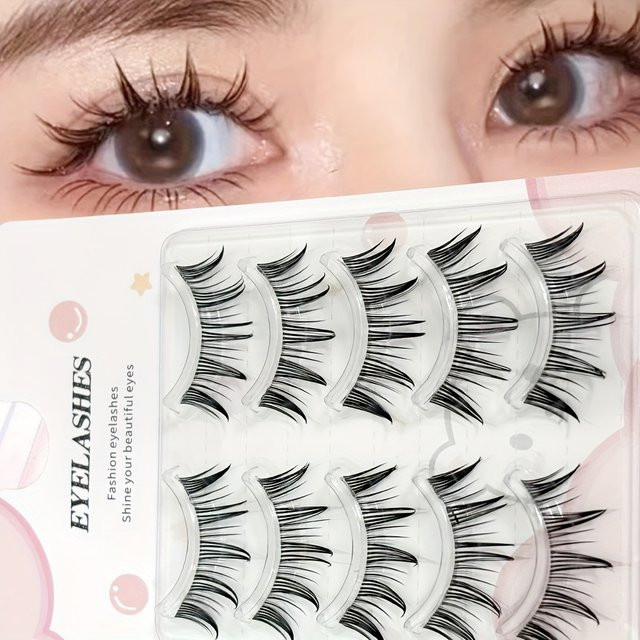 LIMEIKAI False Eyelashes, 5 Paar, natürlich, transparent - Bild 1