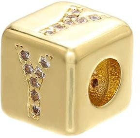 Buchstabenperlen A-Z, goldfarben, 8x8 mm - Bild 1