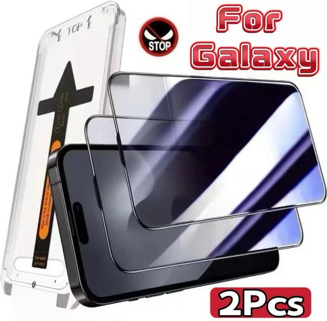 2 Stück Samsung Anti-Spy Displayschutzfolie aus gehärtetem Glas für Galaxy S25 Ultra, S24, S23 Plus und S22 Serie, transparent - Bild 1