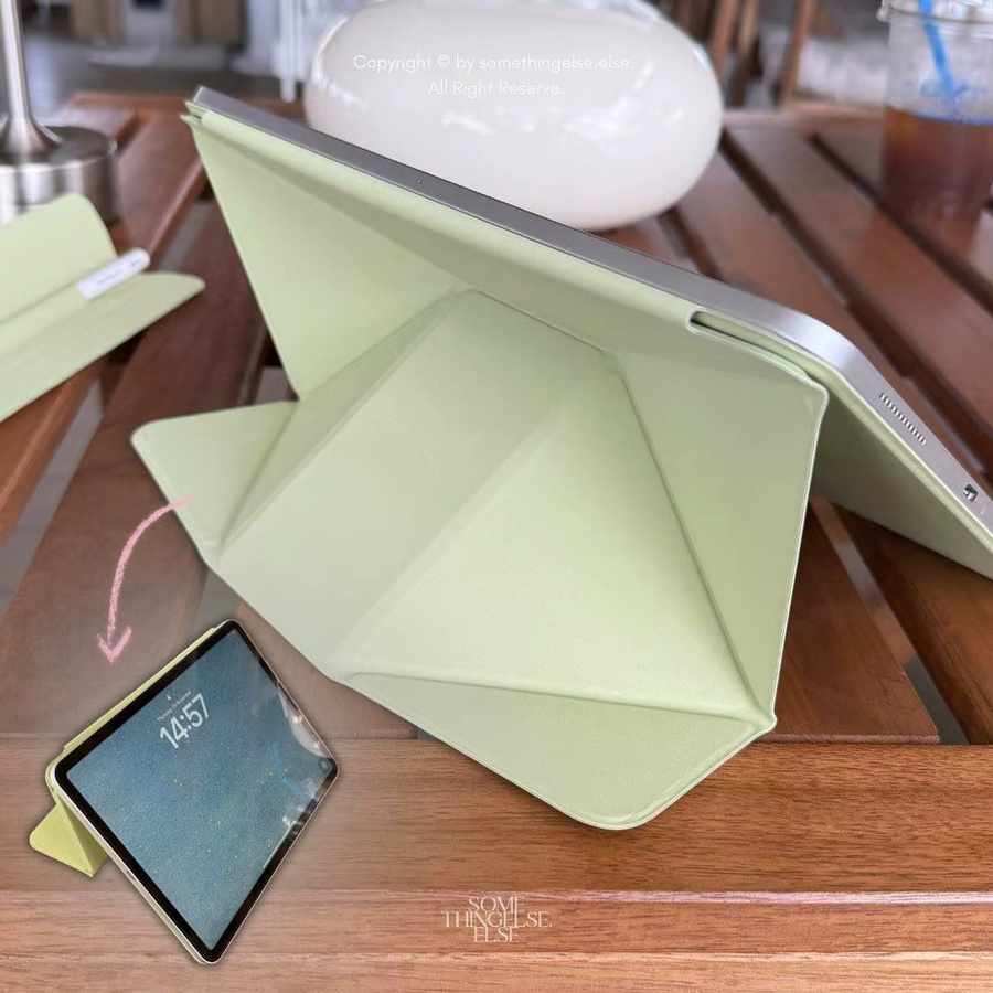 SZEGYCHX Dynamische Folio-Hülle für iPad Pro 13 11, iPad Air 13 11 und iPad Mini in Beige und Green - Bild 4