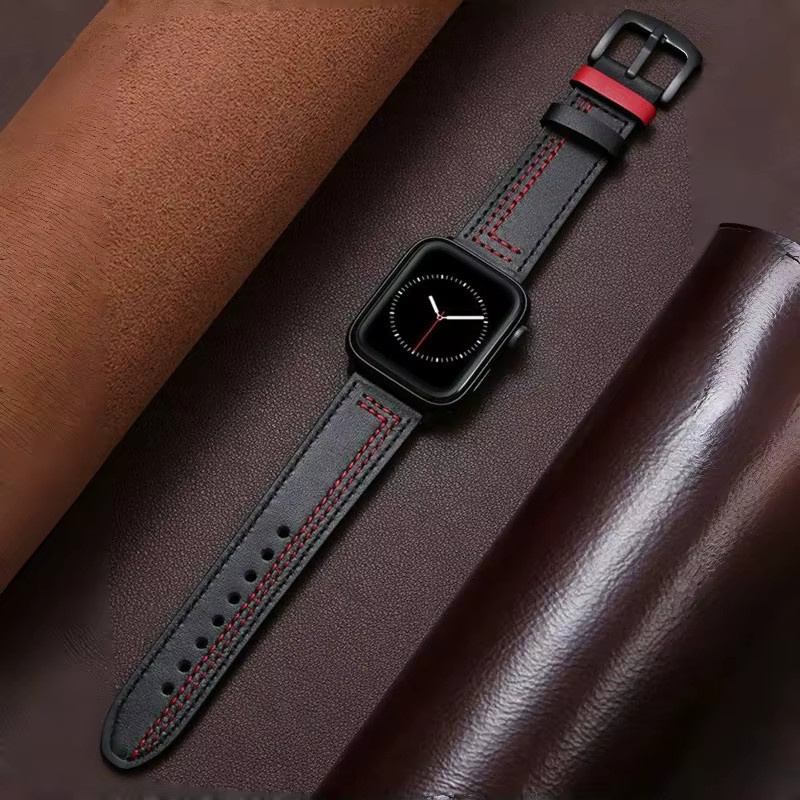 JBAILI Uhrenarmband Leder, Vintage, Schwarz, Unisex - Bild 5