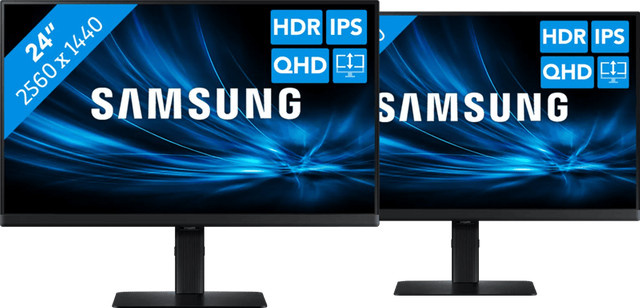 Samsung LS24D600UAUXEN Monitor Doppelpack in Schwarz mit 24 Zoll, QHD 1440p und USB-C, HDMI, DisplayPort - Bild 1