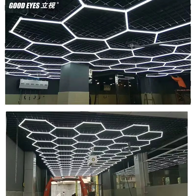 GOOD EYES Sechseckige LED Deckenleuchte 6500K für Autodetailing und Werkstatt DIY Montage - Bild 4