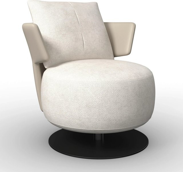 Bessagi Home Sessel Nora Beige Drehbar mit Armlehnen aus Webstoff - Bild 1