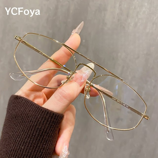 YCFoya Korrektionsbrille Pilot, Titan, Vollrand, Gold, Unisex - Bild 1