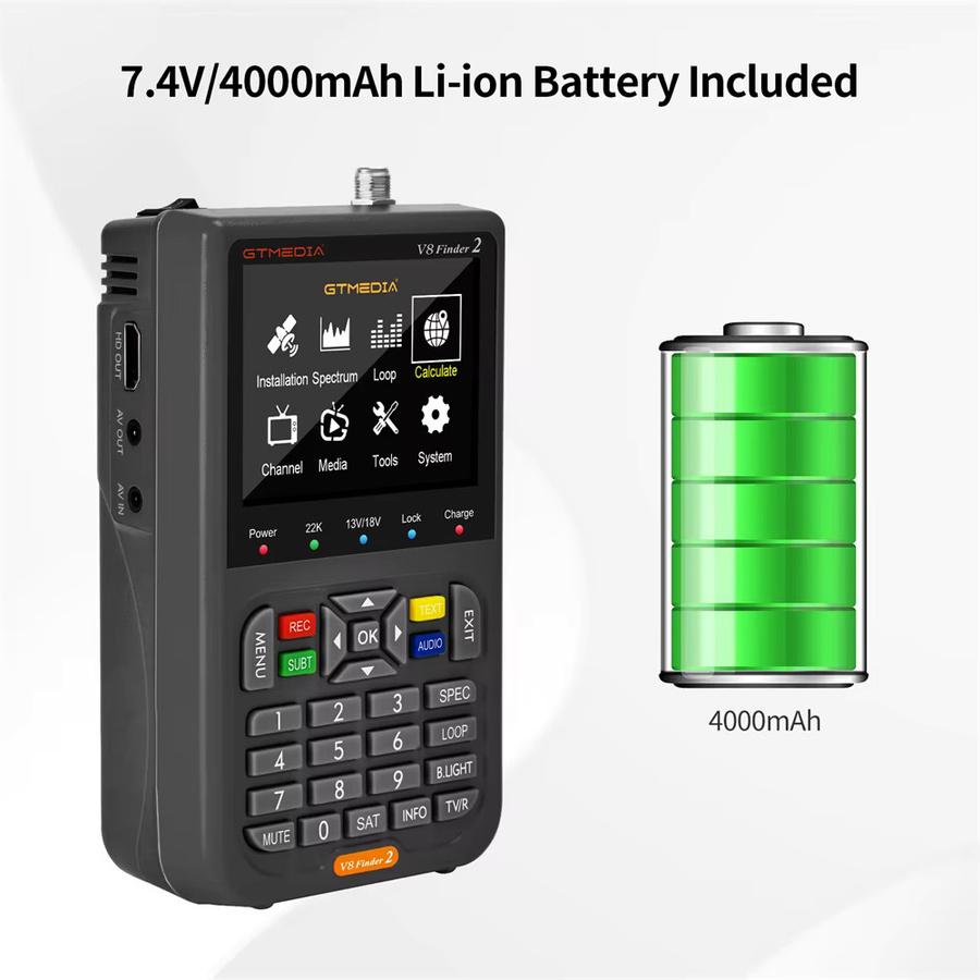 GTMEDIA V8 Finder 2 Satelliten-Finder-Messgerät mit 3,5 Zoll LCD-Display, DVB-S/S2/S2X Unterstützung, 1080P Full HD und USB-C-Anschluss - Bild 3