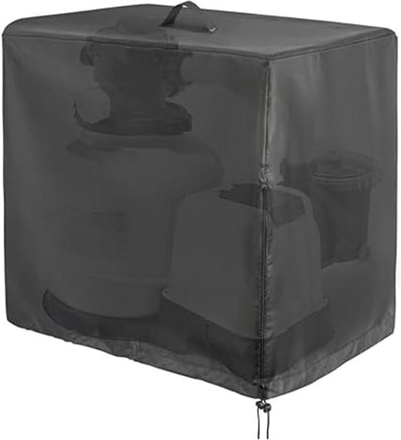 Three Body Wasserdichte Poolfilterabdeckung aus Oxford-Gewebe in Schwarz für Sandfiltersysteme und Poolpumpen - Bild 1