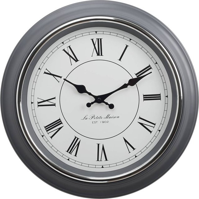 Mebus Wanduhr grau analog mit Quarzwerk, Durchmesser: 38 cm - Bild 1