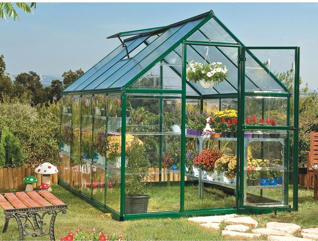 Palram Canopia Hybrid Gewächshaus in Grün mit Polycarbonat-Seitenwänden, Schwenktür und Dachfenster, B: 310 cm, T: 190 cm, H: 190 cm - Bild 1