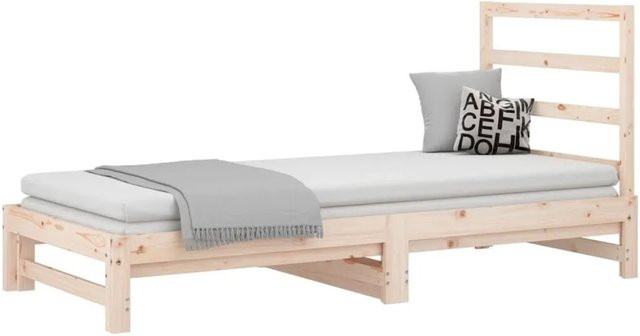 vidaXL Tagesbett aus Massivholz Kiefer in Braun mit Auszugsschublade und rustikaler Optik, B/T/H: 180 x 90 x 80-90 cm (ausziehbar auf 200 cm Länge) - Bild 1