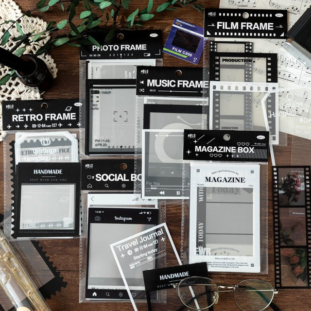 Yoofun 15 Stück Vintage Filmrahmen PET Aufkleber Transparent für Scrapbooking und Journaling - Bild 1