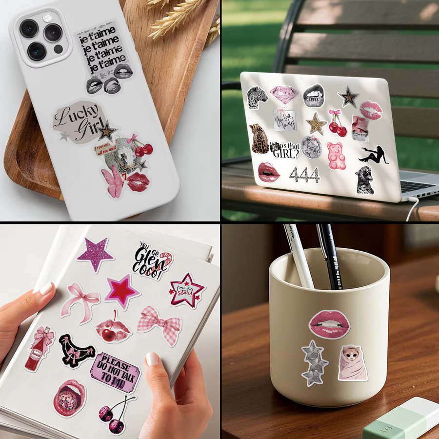 50 Stück Y2K Lucky-Girl Sticker Set in Multicolour für Laptop, Scrapbook und DIY-Graffiti - Bild 4