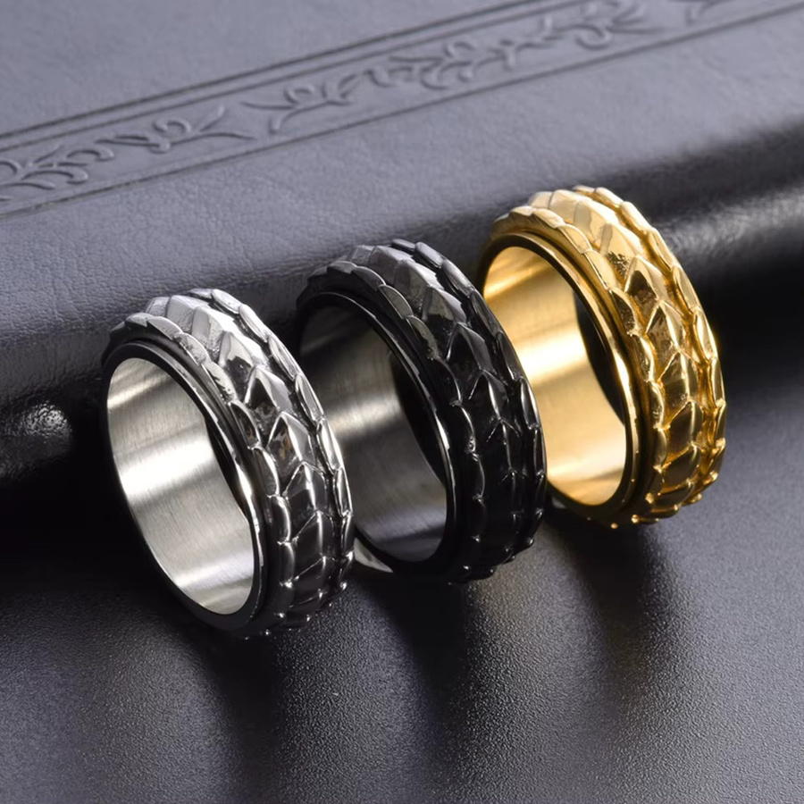 Herren-Ring Drachenmaßstab, Edelstahl, drehbar - Bild 2