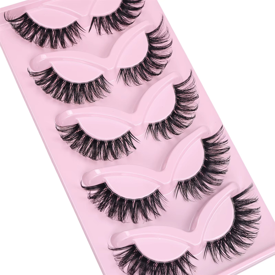 JIEFUXIN Kunstwimpern Cat-Eye, Black, 5 Paar, Natürlich - Bild 2