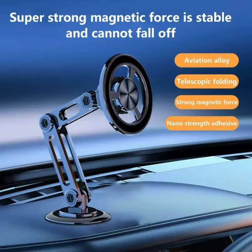 VIKEFON Magnetischer Auto-Handyhalter aus Aluminiumlegierung in Gold, 360 Grad drehbar und faltbar, kompatibel mit iPhone und Android - Bild 2