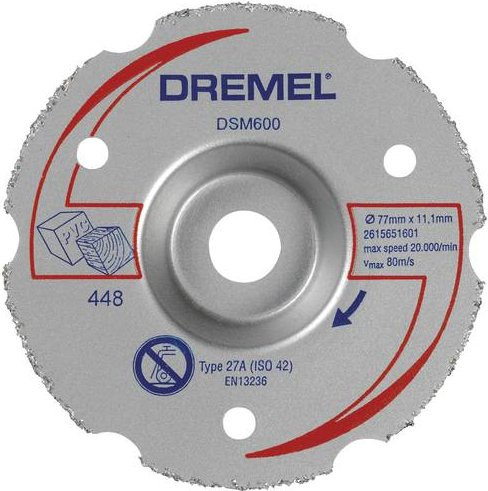 Dremel DSM20 Mehrzweck-Karbidtrennscheibe gekröpft in Silber, 77 mm - Bild 1