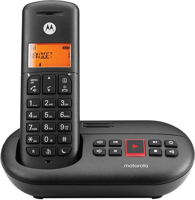 Motorola E211 Schnurloses Telefon in Schwarz mit Anrufbeantworter, Freisprecheinrichtung und Anruferkennung - Bild 1