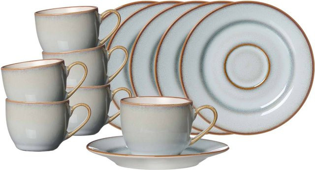 Ritzenhoff & Breker Espressotassen mit Untertassen Portofino aus Keramik und Porzellan, 6er Set, Grau und Weiß, 90 ml - Bild 1