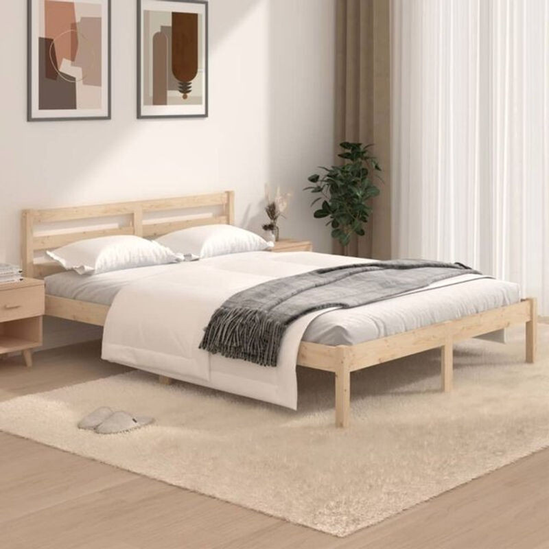 Massivholzbett Vidaxl aus Kiefer in Natur Braun, B/T: 120 x 190 cm - Bild 1