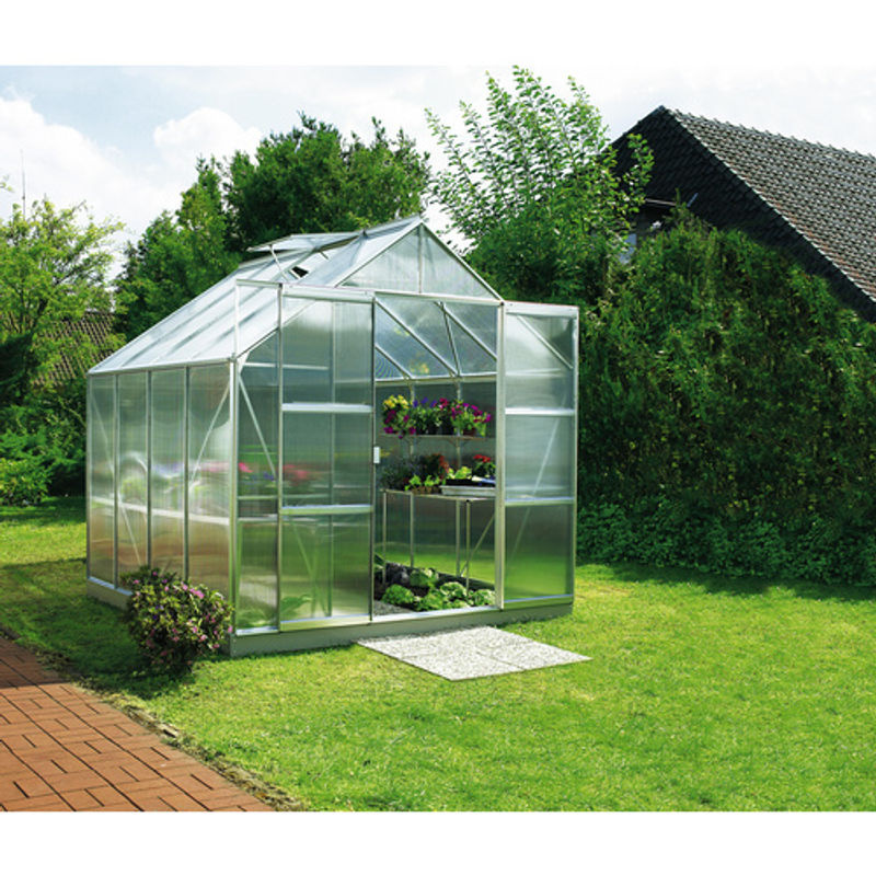 Vitavia Gewächshaus Uranus mit 6,7 m² Fläche, silberfarbenes Aluminium und 6 mm Polycarbonat-Verglasung - Bild 4