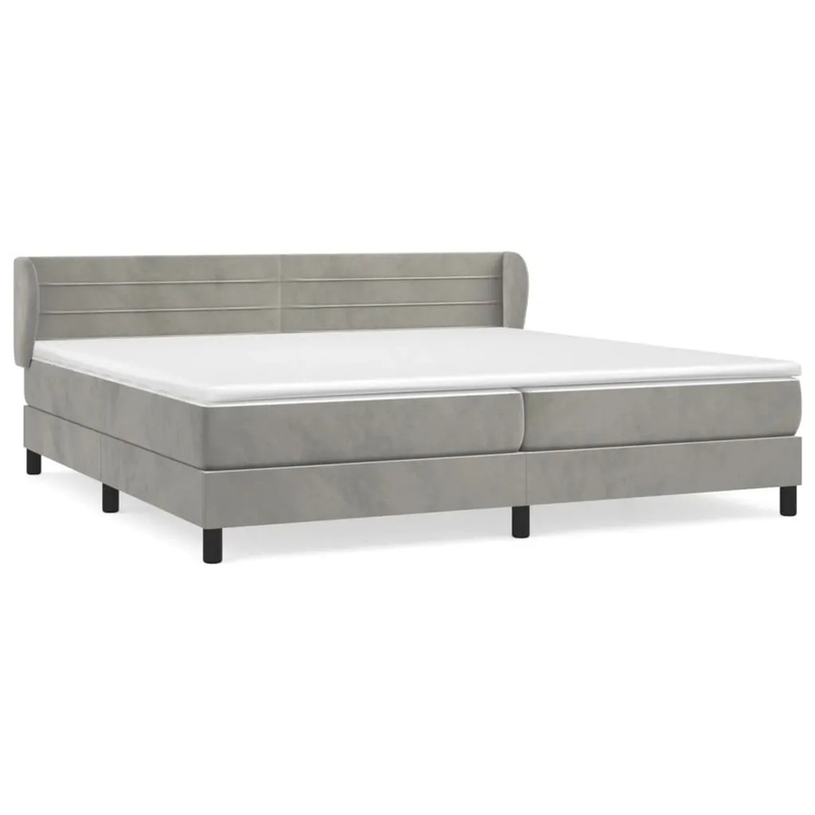 vidaXL Boxspringbett mit Matratze in Hellgrau aus Samt, Hybrid-Design mit Taschenfederkern, B/T: 200 x 200 cm, Höhe: 78 cm - Bild 2