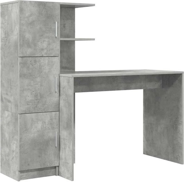 vidaXL Schreibtisch und Highboard Set aus Holzwerkstoff in Betongrau Grau matt - Bild 1