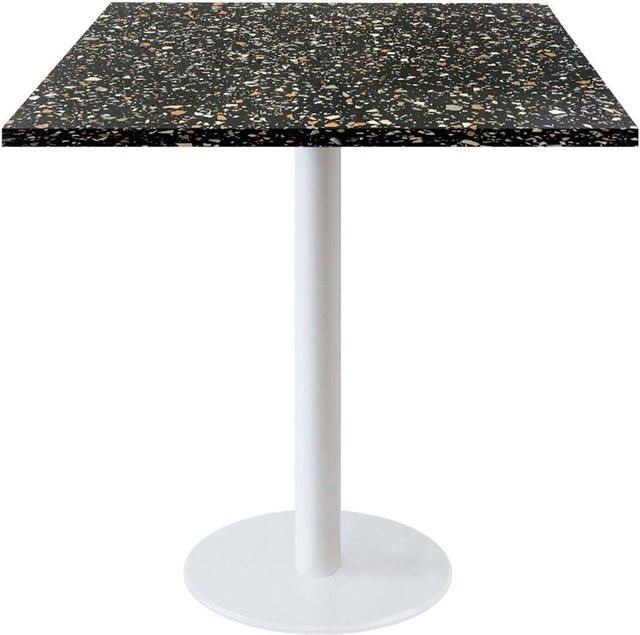 RestooTab Tisch Rome quadratisch in Weiß und Schwarz mit Terrazzo-Dekor, B/T/H: 70 x 70 x 75 cm - Bild 1