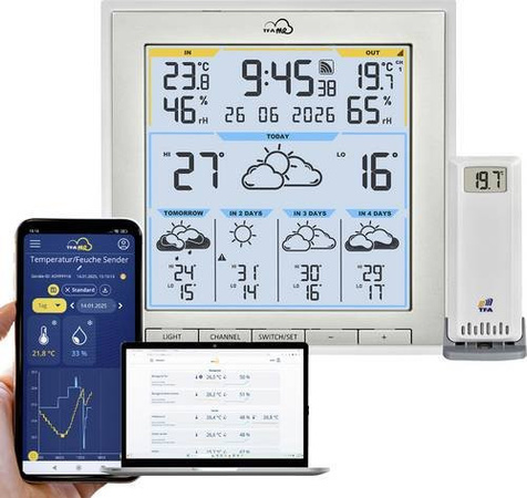TFA Dostmann TFA.me ID-08 35.8105.02 WLAN-Wetterstation mit 5-Tage-Vorhersage in Weiß