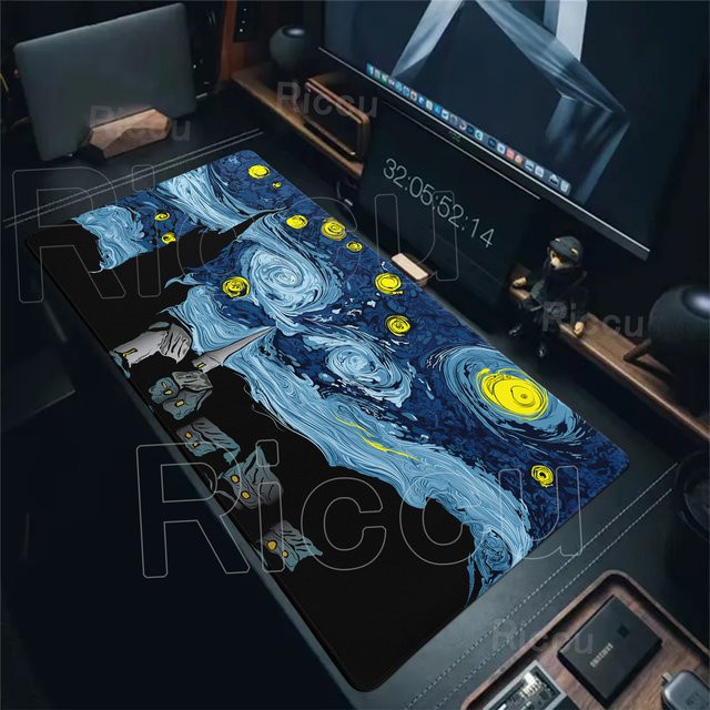 Riccu Mauspad Sternennacht von Van Gogh in Multicolour – Großes XXL Mauspad für PC, Büro und Gaming - Bild 1