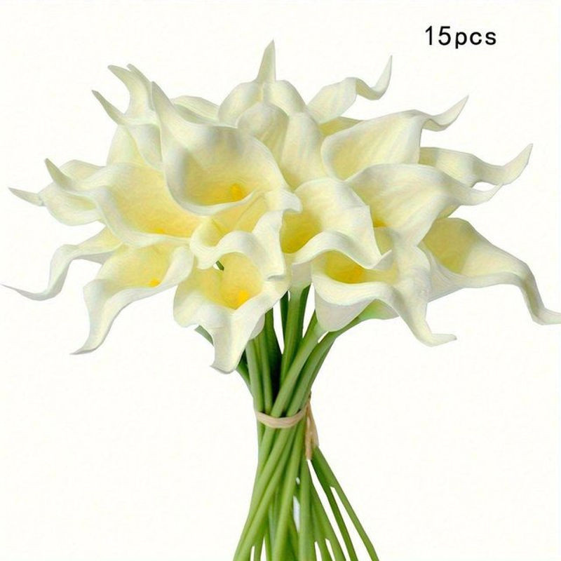 Set aus 15 künstlichen Calla-Blüten von Mango Event in Weiß für Hochzeits- und Osterdekoration - Bild 1