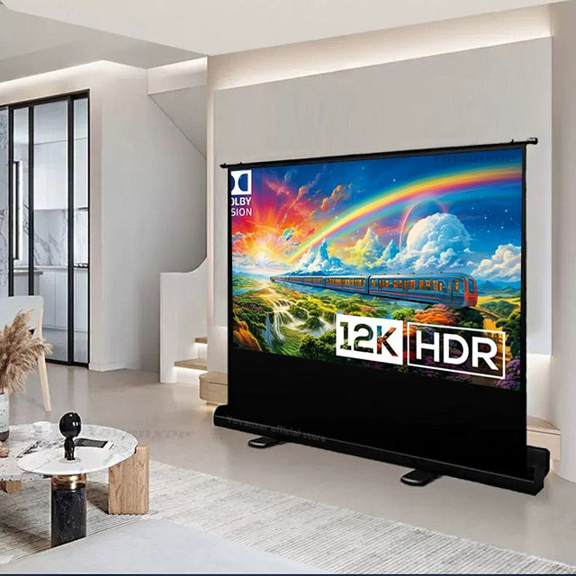 Yovanxer Tragbare Bodenprojektionsleinwand 16:10 in Weiß für Heimkino und Meetings, 60-100 Zoll - Bild 1
