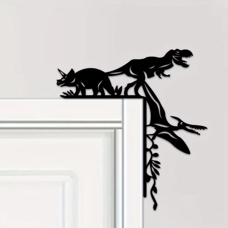 CIFBUY Metall Wanddeko Dinosaurier und Wildschwein in Schwarz als dekorativer Wandaufkleber für Türrahmen und Wandecken - Bild 4