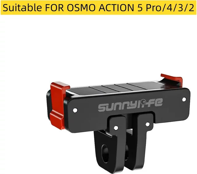 DJI Magnetischer Adapter-Halter für Osmo Action 5 Pro 4 3, Faltbare Schnellverschluss-Halterung und Kamera-Stativ-Adapter, Schwarz - Bild 1