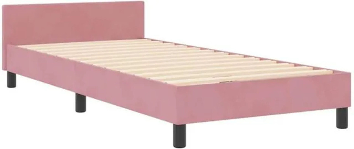 Modernes Polsterbett mit Kopfteil von vidaXL in Rosa aus Samt, B/T/H: 90 x 200 cm - Bild 1