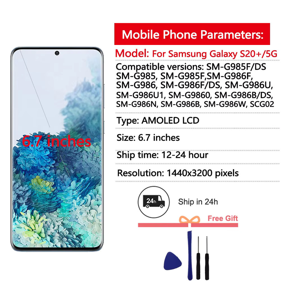 Samsung AMOLED Display mit Touchscreen Digitizer für Galaxy S20 Plus 4G und 5G in Schwarz - Bild 2