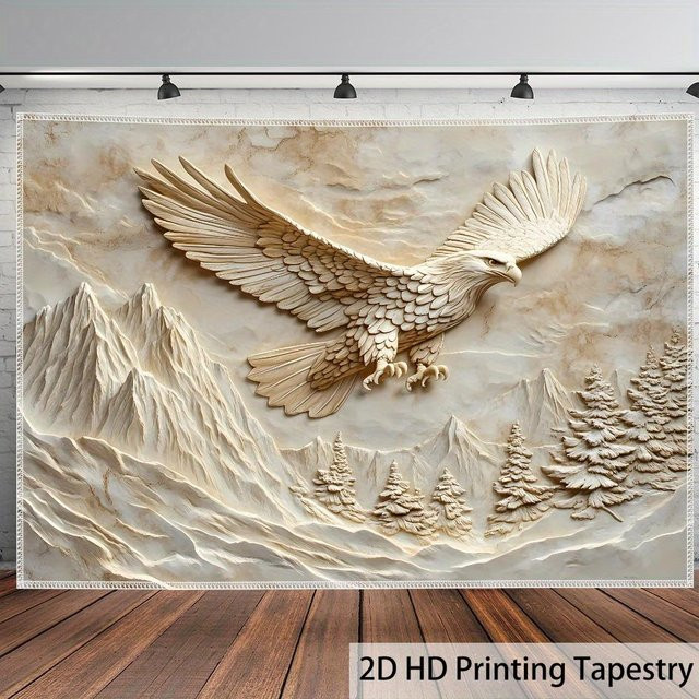 Digitale Drucktapete mit Adler-Relief und Landschaftsfoto von JMG Household Supplies, Farbe Beige, Breite: 100 cm, Höhe: 70 cm - Bild 1