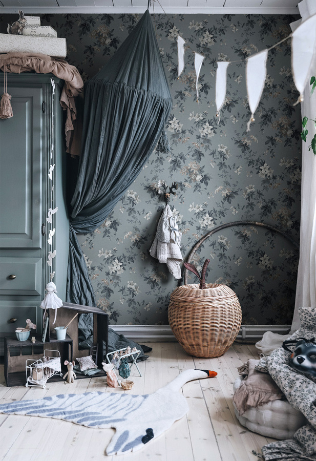Sandberg Mural Sandra Tapete Floral Botanical in Misty Blue, Vlies Tapete Modern - Bild 1