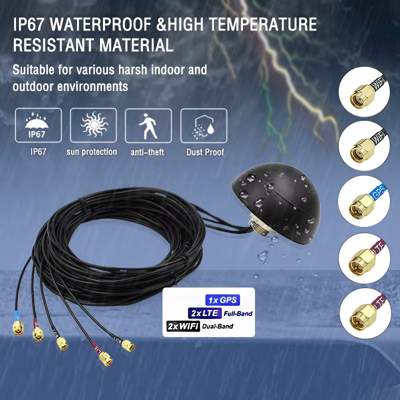 ANDPROG 5-in-1 Kombi-Antenne mit GPS, LTE MIMO und Dual-Band WIFI in Schwarz, IP67 wasserdichtes Gehäuse - Bild 2