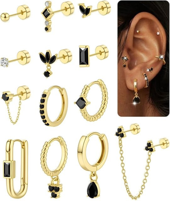 Bobisty Ohrstecker Creolen, 14 Karat vergoldet, Messing, Damen - Bild 1