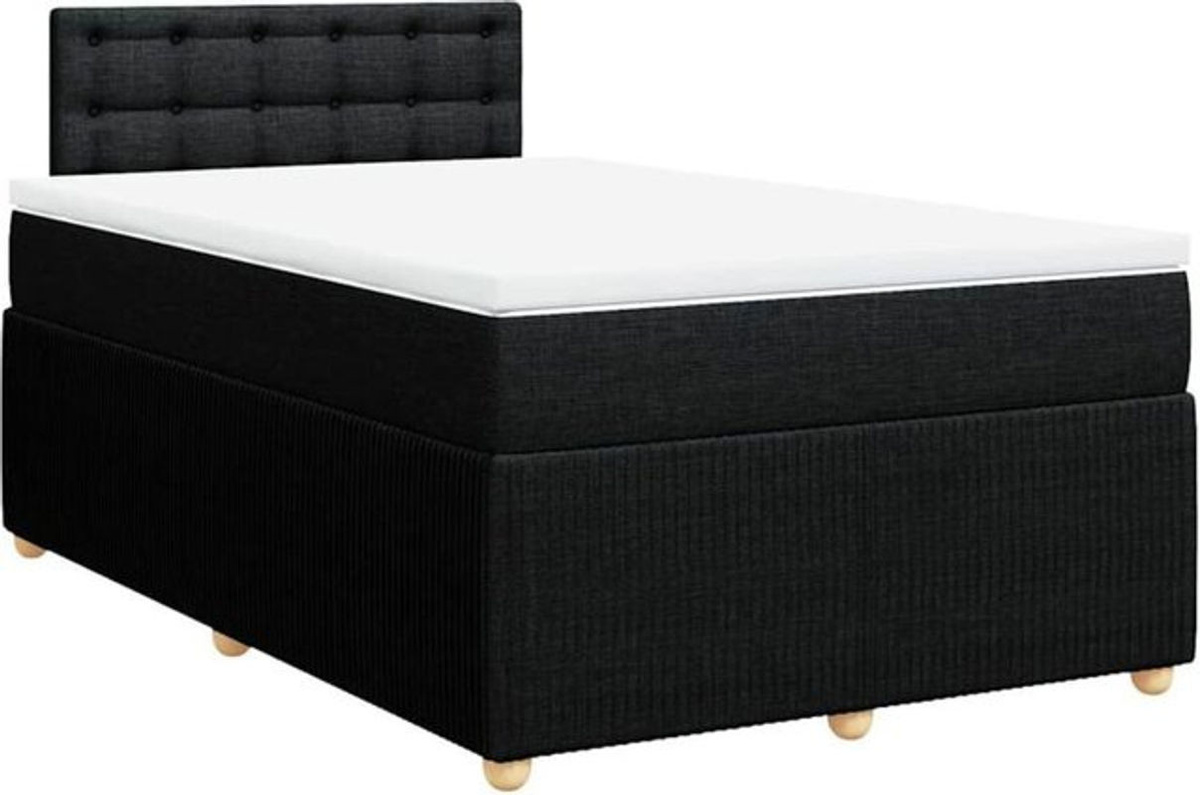 vidaxl Boxspringbett mit Matratze in Schwarz aus Stoff und Holz, B/T/H: 200 x 120 x 100,5 cm - Bild 1