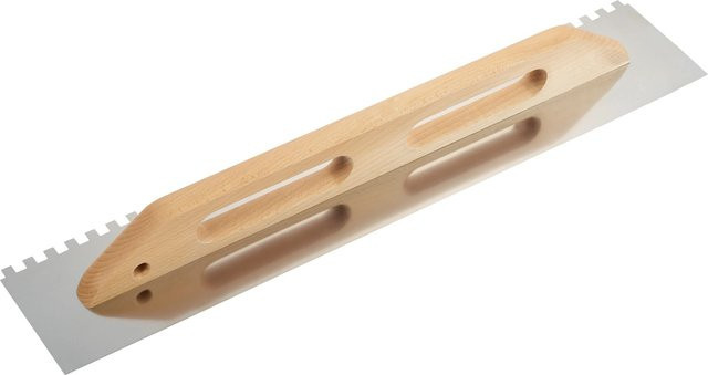 LUX-TOOLS Glättekelle aus Edelstahl in Silber mit 10 mm x 10 mm Zahnung, Länge: 68 cm - Bild 1