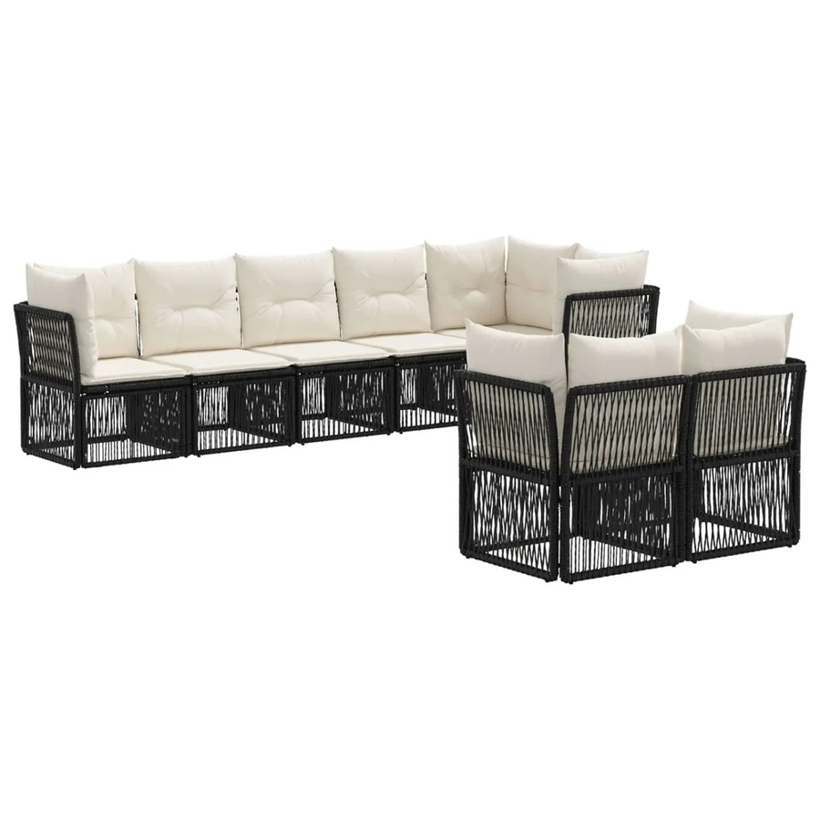 vidaXL Gartensofa-Set 8-teilig in Schwarz mit L-Form, Poly-Rattan und Polsterkissen für Garten und Terrasse - Bild 2